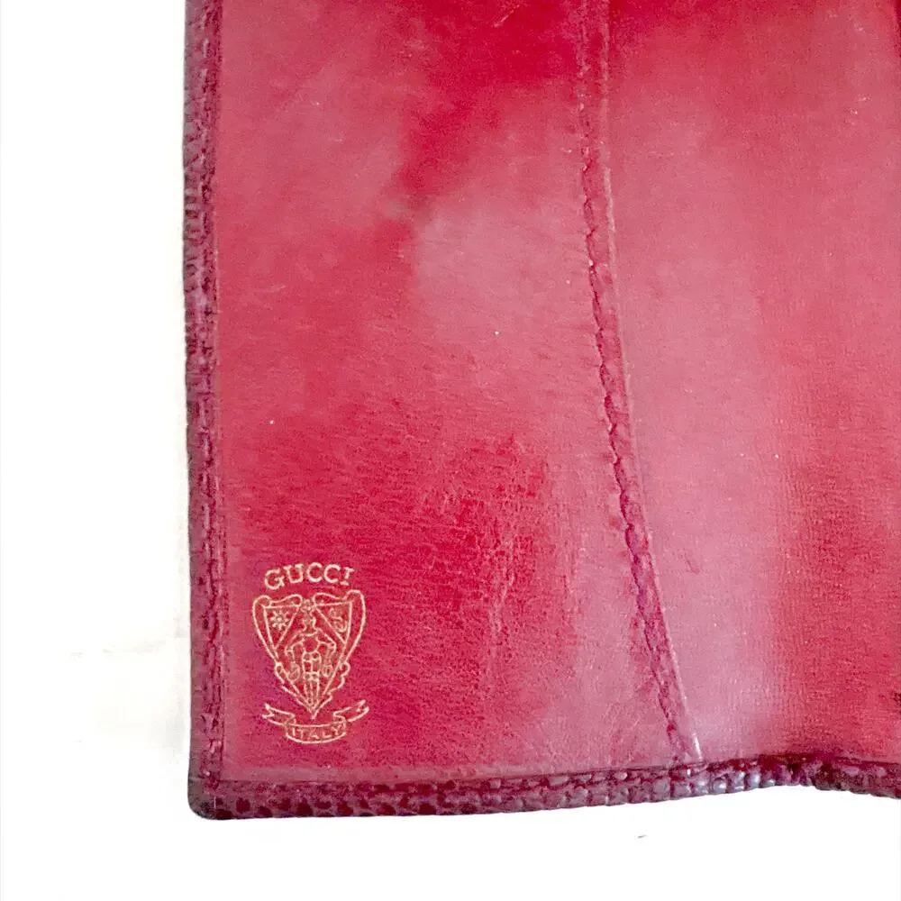 VINTAGE GUCCI BURGUNDY LIZARD EMBOSSED LEATHER KEY CASE